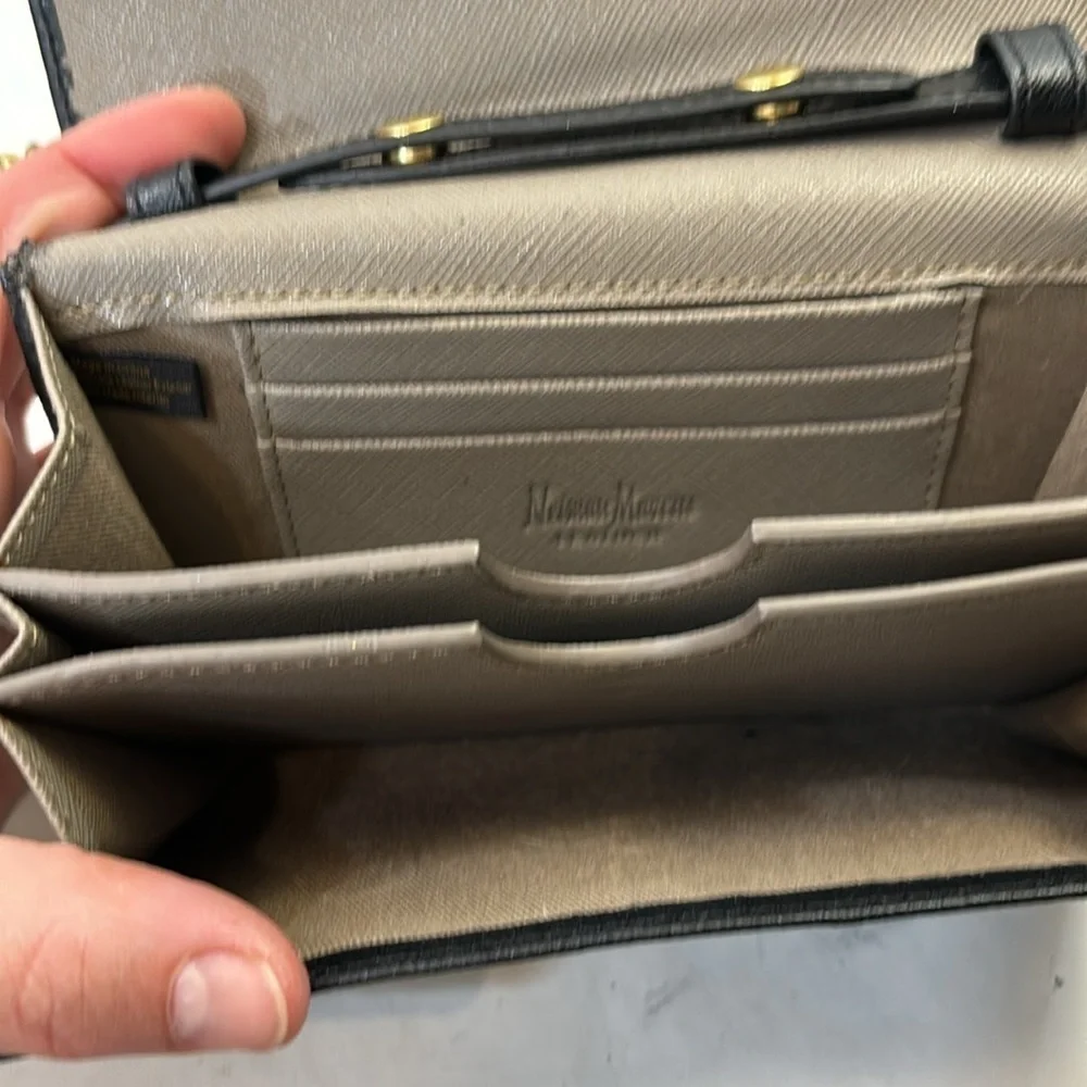 Neiman Marcus Black Leather Crossbody Purse​ - Picture 4 of 7